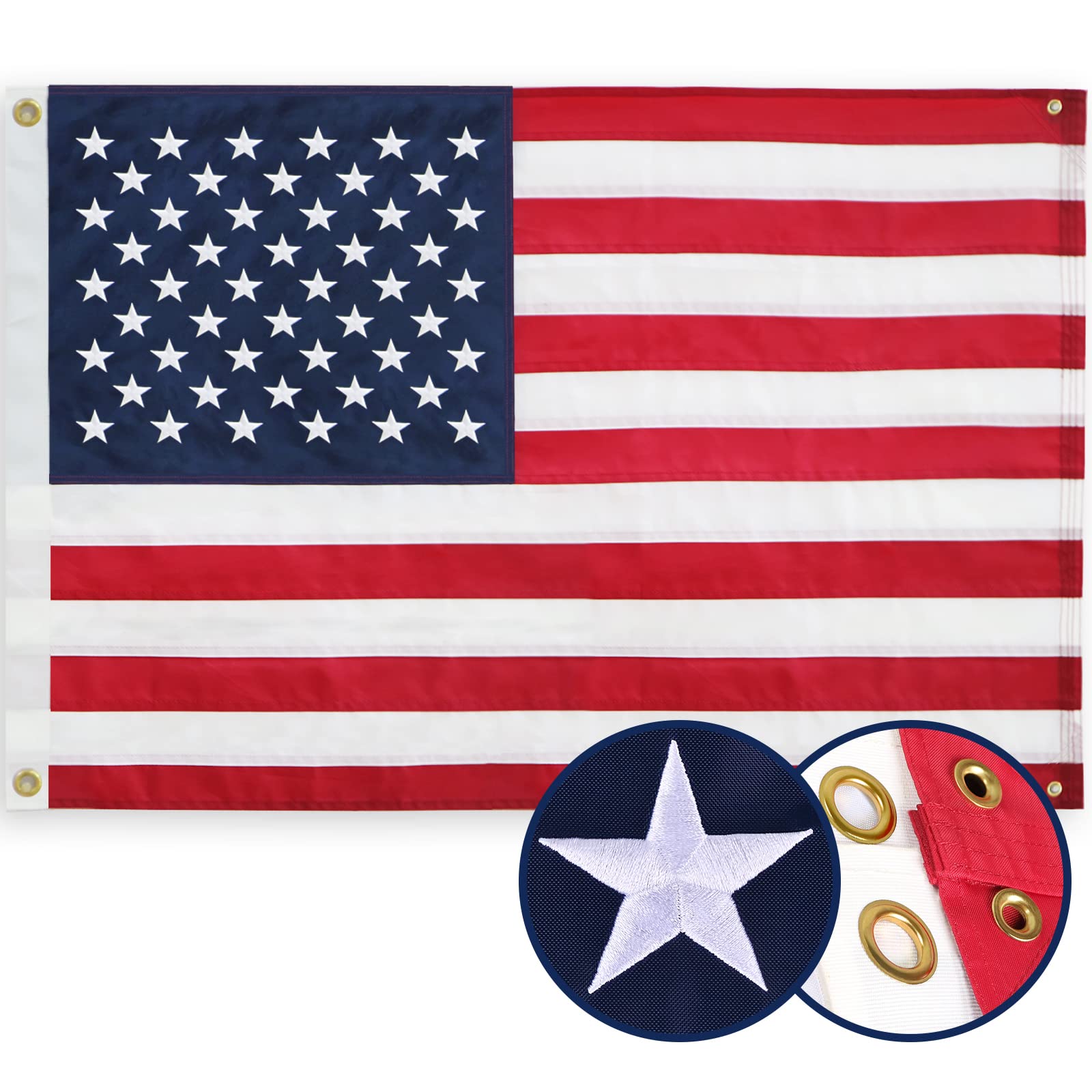 Photo 1 of BGTXCZ American Flag 3x5 Ft, Four Brass Grommets Multipurpose US Flag, Embroidered Stars, Sewn Stripes, Outdoor Heavy Duty Durable USA Flags, Hanging Indoor/Bedroom/Room/Wall American Flag