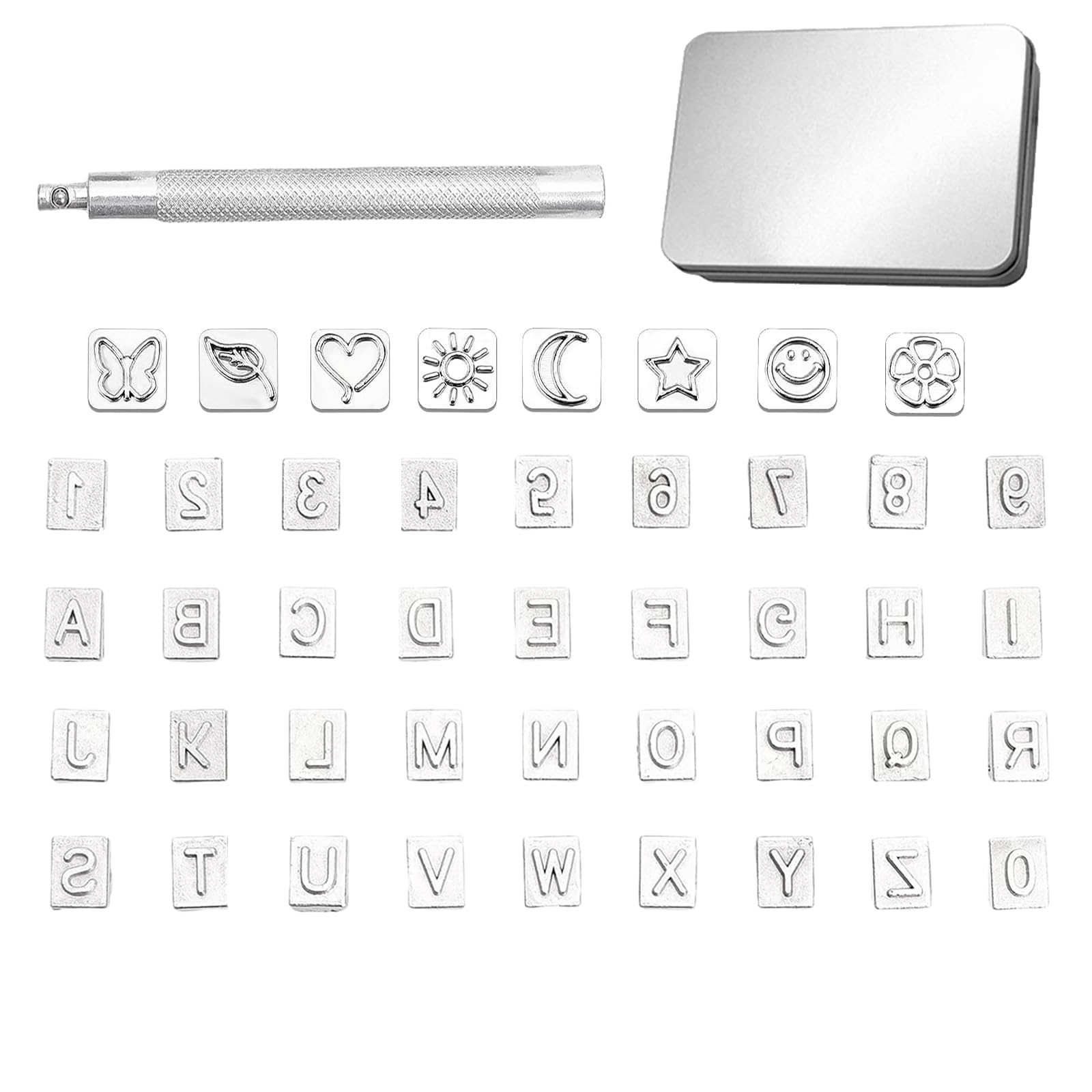 44pcs Leather Stamps with Case Leather Alphabet Number and Pattern Stamping Kit 1/4in 6mm Leather Stamp Set