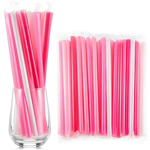 300-Pack Folding Milkshake Straws - Disposable Plastic Drinking Straws For Parties & Smoothies