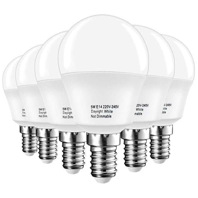 LAKES E14 LED Lampen Birne, Kleine Edison Schraube Golf Ball P45 Birne, 5W 450LM (40W Glühbirne Äquivalent), Tageslicht Weiß 