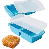 WENQING Silicone Freezer Tray with Lid 2 Pack Silicone Freezer Molds - Large Ice Cube Tray - Makes 4 Perfect 2 Cup Portions Soup Cubes Meal Prep Containers- Oven & Dishwasher Safe