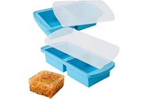 WENQING Silicone Freezer Tray with Lid 2 Pack Silicone Freezer Molds - Large Ice Cube Tray - Makes 4 Perfect 2 Cup Portions S