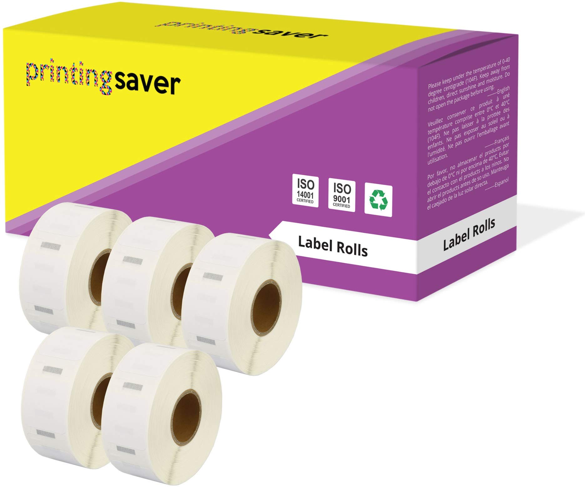 Printing Saver 5X S0929120 25 x 25 mm Compatible Multi-Purpose Labels Rolls (750 Labels per Roll) for LabelWriter 320 330 4XL 400 450 Turbo/Twin Turbo/Duo & Seiko SLP Label Printers