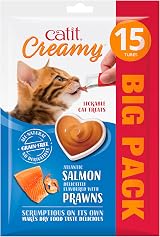 Catit Creamy Salmon & Prawn Lickable Cat Treats 15 x 10g Grain-Free