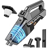 Handheld Vacuum Cordless, 16KPA Powerful Suction Hand Held Vacuum Cleaner Dust Busters Cordless Rechargeable, HD Display & 3 LED Lights, Portable Vacuum for Car, Home, Pet Hair