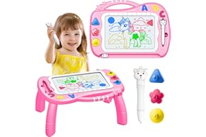 SYOKZEY Toys for 2 3 4 5 Year Old Girls, Magnetic Drawing Board, Educational Toys for Toddler, Magnetic Drawing Board Educational Learning Gifts for Girls Age 2-8, Easter Basket Stuffers(Pink)