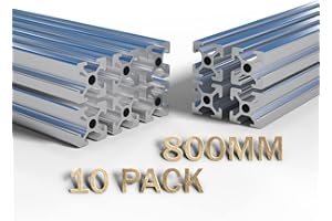 TENEE 10PCS 31.5inch T Slot 2020 Aluminum Extrusion Profile (800mm), European Standard Aluminum Linear Rail–Easy to Use for 3D Printer, CNC DIY, Workbenches, Brackets, Furniture and More