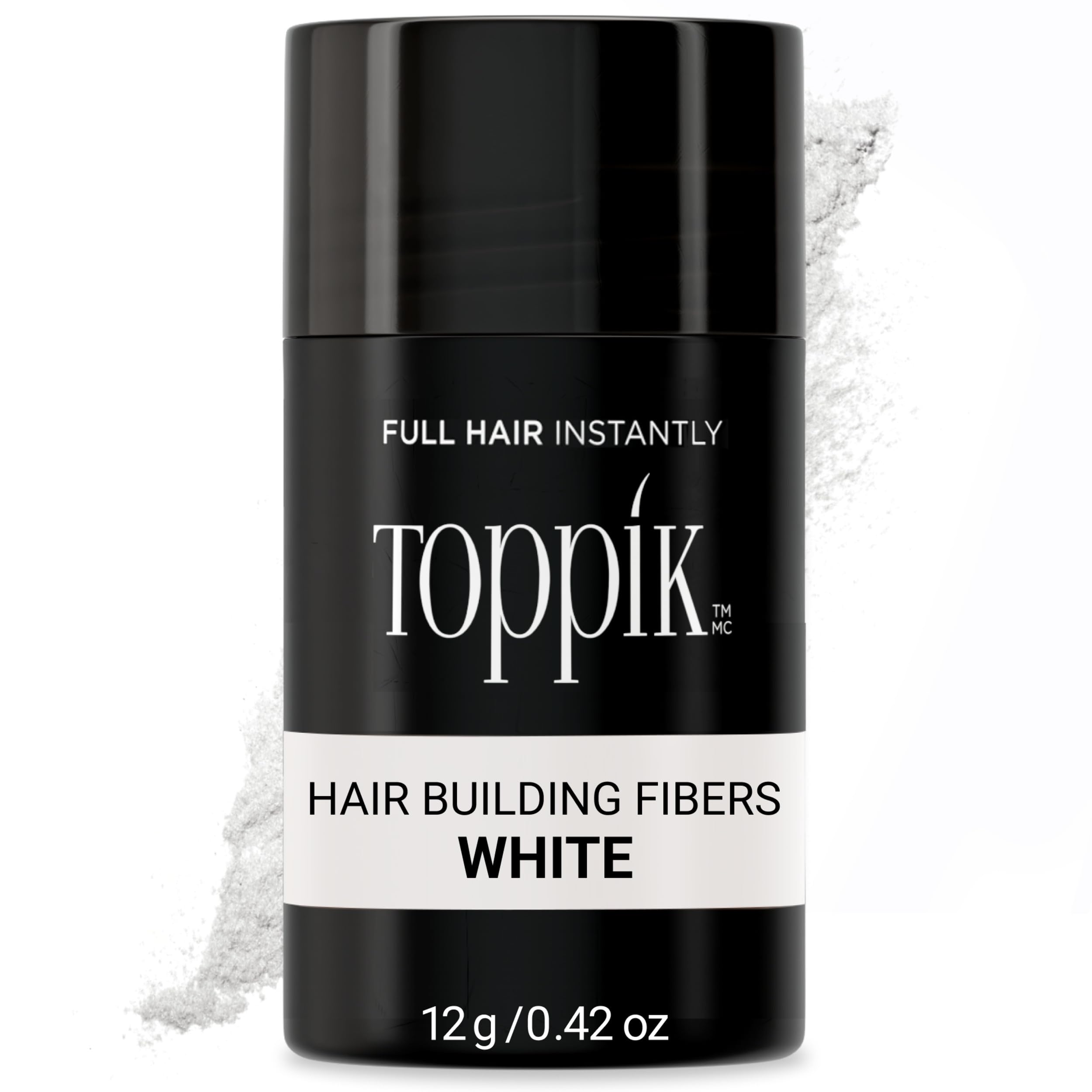 Photo 1 of Toppik Hair Building Fibers, White, 12g Fill In Fine or Thinning Hair, Instantly Thicker, Fuller Looking, 9 Shades for Men & Women, Keratin Protein Formula