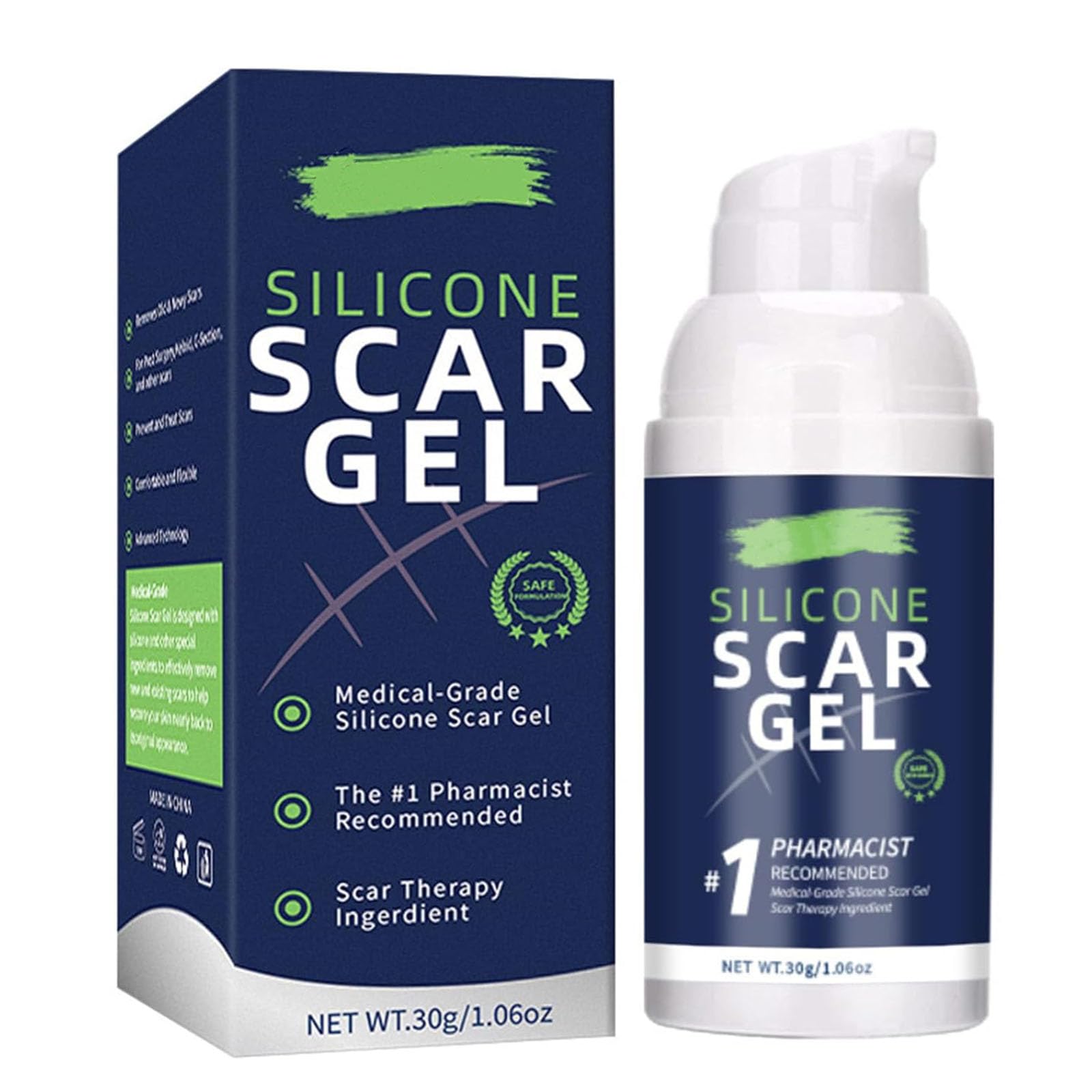 Photo 1 of 100% Silicone Scar Gel, Scar Cream, Advanced Scar Gel for Surgical Scars, Face, Body, Leg, Burns,C-Section, Stretch Marks, Keloids,Scar Remove for Old & New Scars,Scar Removal for Women Men