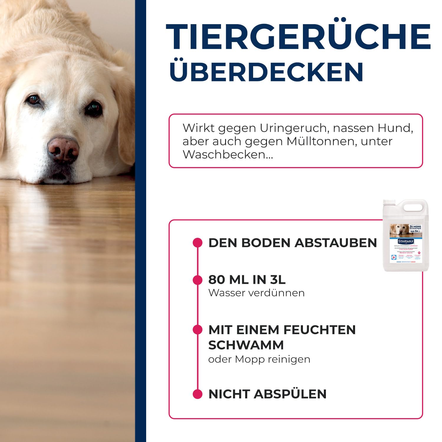STARWAX Geruchsneutralisierer speziell für Haushalte mit Tieren - Reinigt, desinfiziert und desodoriert - Konzentriert - Überdeckt schlechte Gerüche - Ohne Chlor - 5 l 4