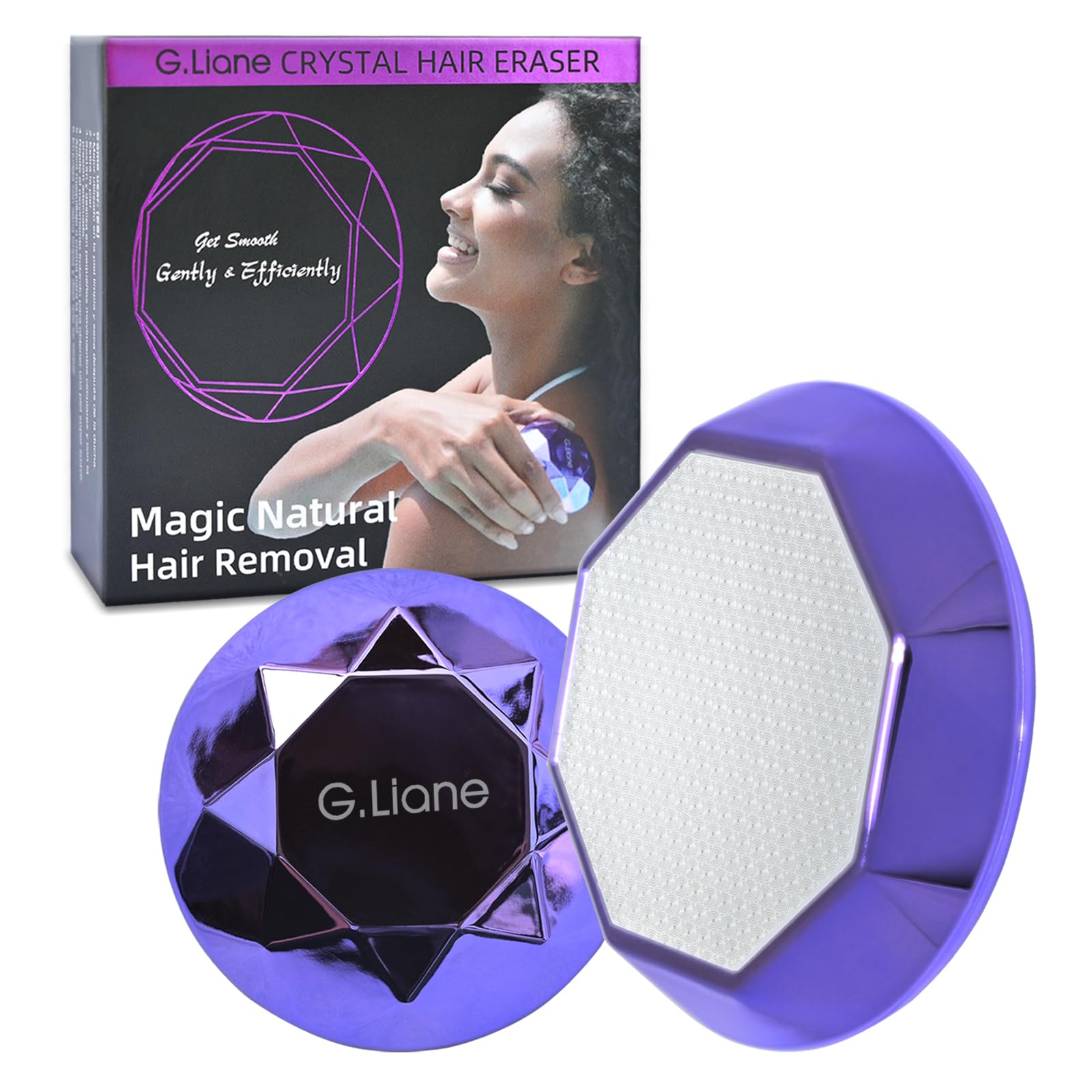 G.Liane Crystal Hair Eraser,Painless Nano Hair Removal and Exfoliation,Gentle Efficient Glass Hair Remover Device Without Waxing,Magic Epilator for Women and Men (Violet)