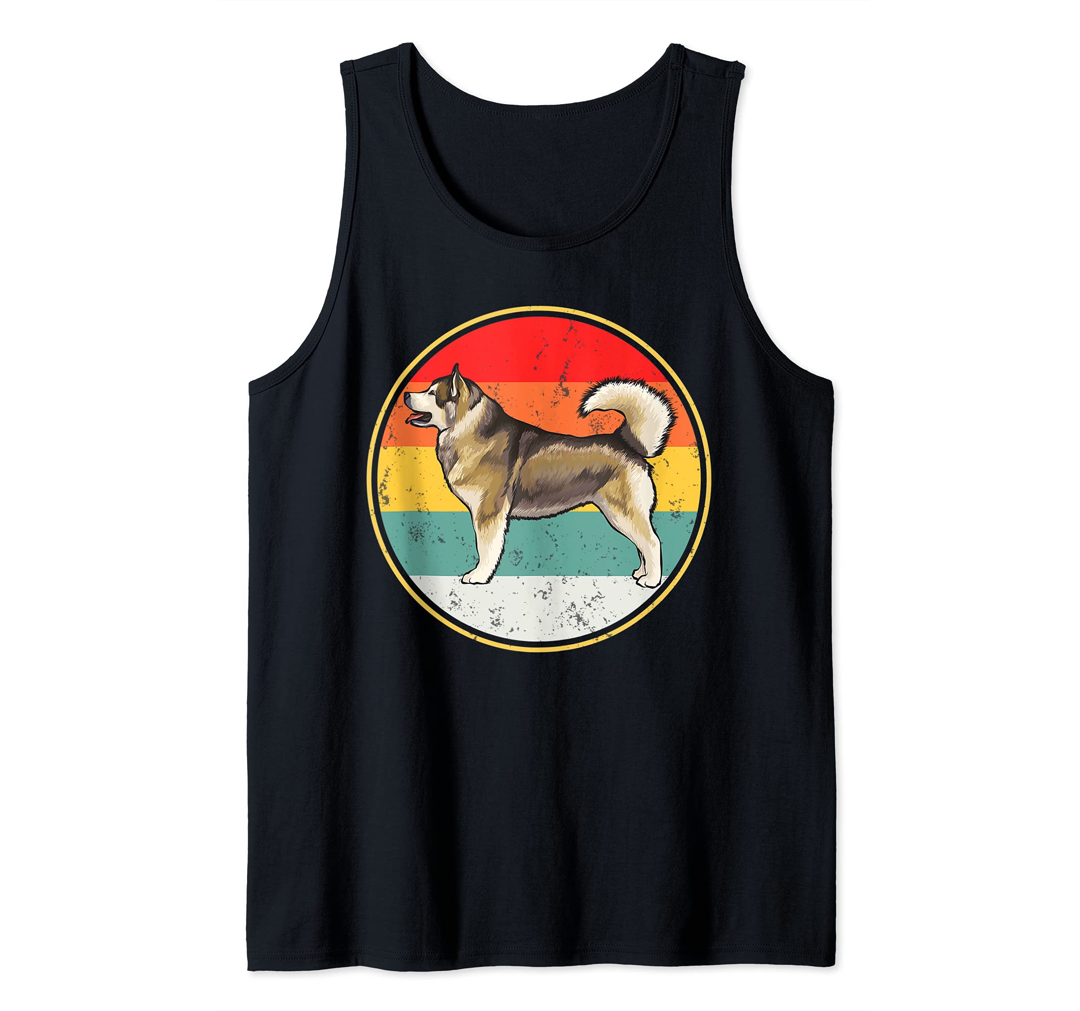Vintage Retro Sunset Alaskan Malamute Dog Tank Top