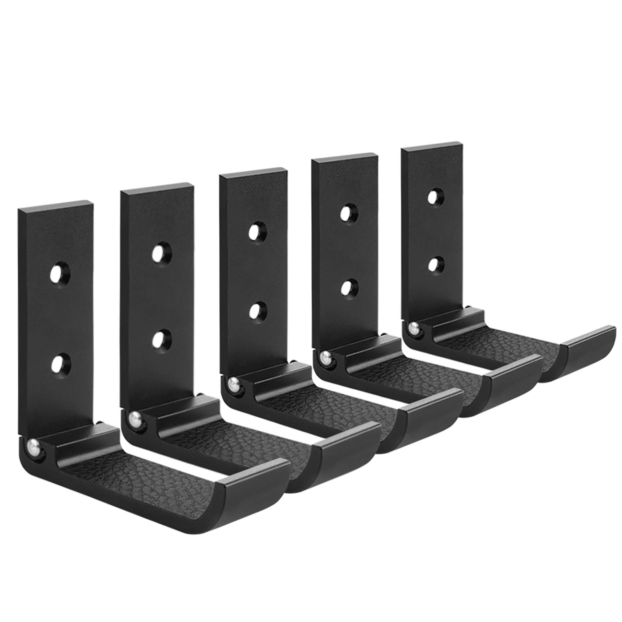 GEEKRIA Foldable Wall Mount Headphones Holder, Headset Wall Hanger, Aluminum Wall Mount Hook, Hold Up to 1kg with 3M Tape, 20kg with Screws, Stand Come with Protective Pad (Black / 5 Pcs)