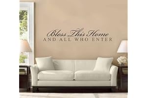 WALLPRESSIONS 48" Bless This House and All Who Enter Large Wall Decal Sticker Home Decoration Décor Kitchen Dining Room Entry