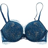 Victoria's Secret Bra Bombshell Add 2 Cups Shimmer Lace (34D, Blue)
