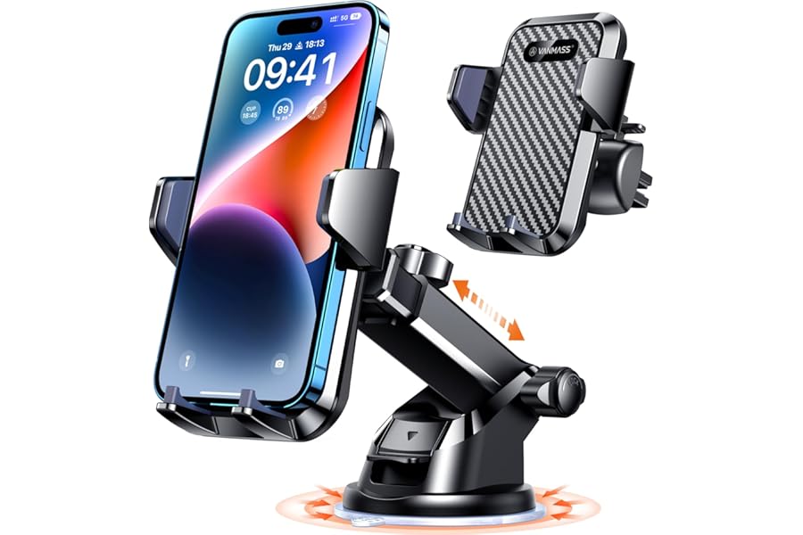 VANMASS【85+LBS Strongest Suction & Military-Grade Ultimate Car Phone Mount【Patent & Safety Certs】 Cell Phone Holder for Dash 