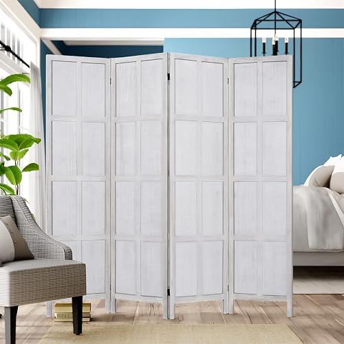 AMBITION LAND 4 Panel Wood Room Divider Wall, Room Dividers and Folding ...