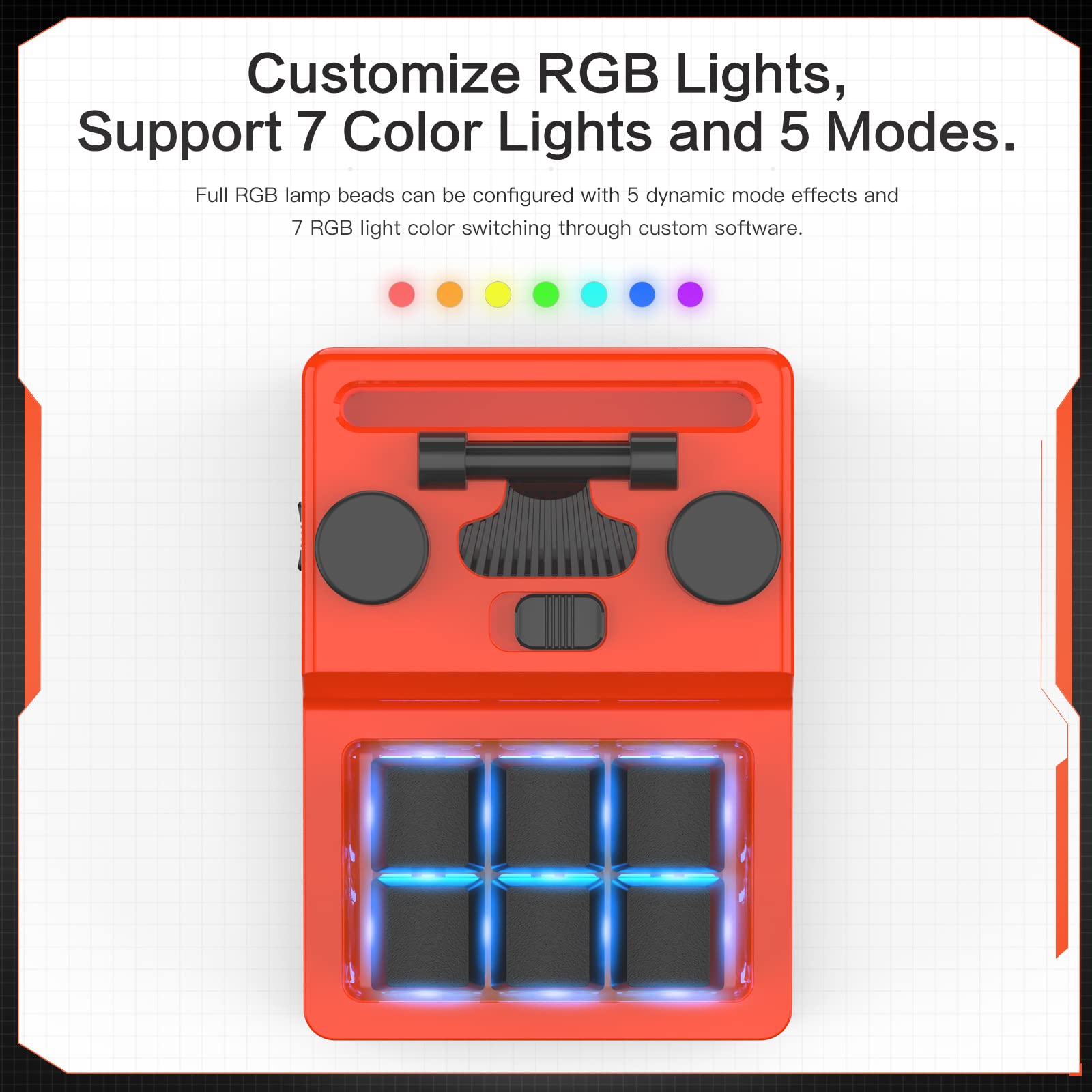 6 Key 2 Knob Wireless Macro Programmable Keyboard,Bluetooth 5.0/2.4G Receiver 400mAh One Handed Gaming Keyboard With Software keyboard with macro Keys ,Hot-Swap Switch RGB For Photoshop,Gaming