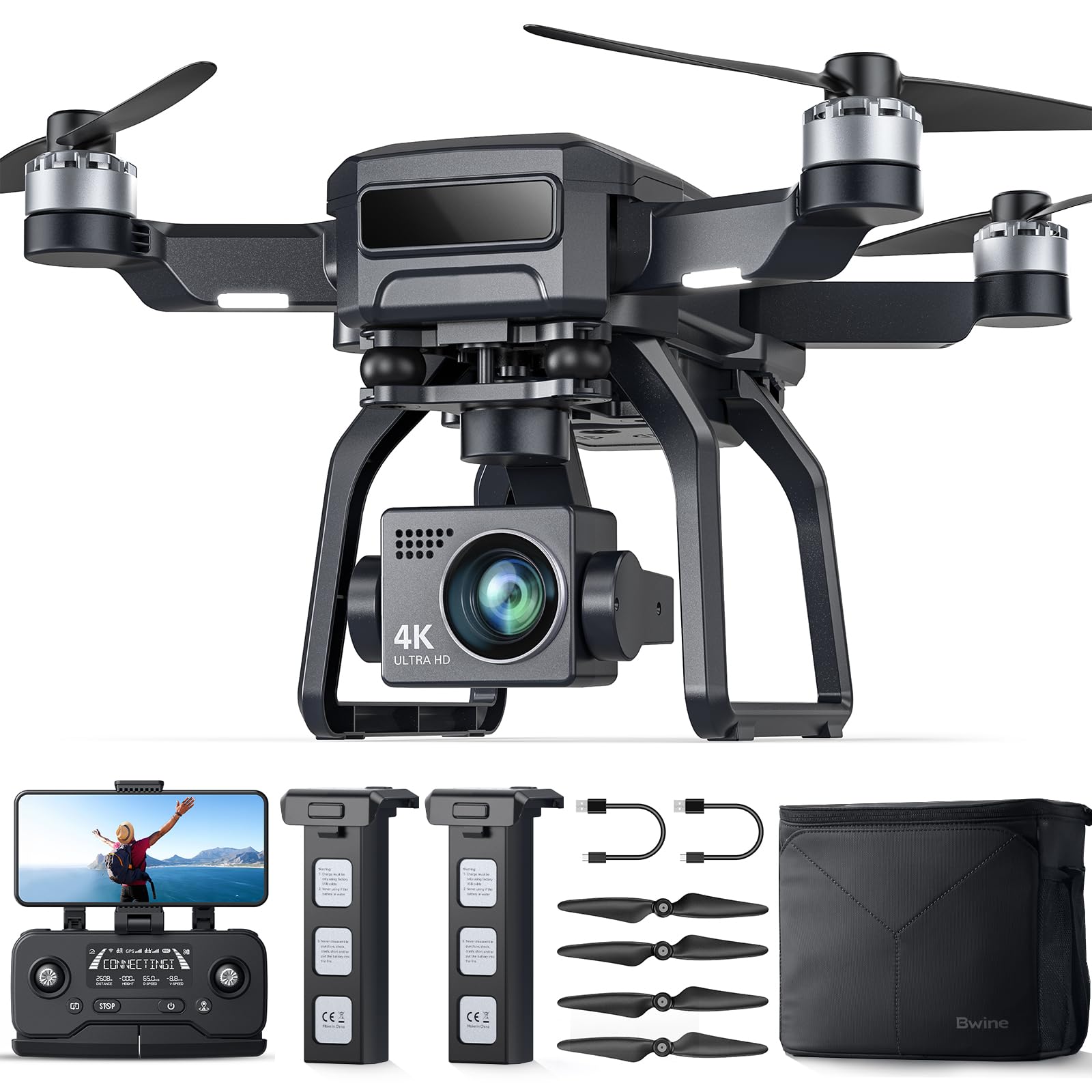 Photo 1 of Bwine F7GB2 Drone with 4K Camera for Adults, 3-Axis Gimbal, 9800FT Transmission Range, FAA compliance, 50Mins Flight Time with 2 Batteries, GPS Auto Return+Follow Me+Beginner Mode