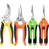 EWPJDK 4 Pack Garden Pruning Shears Scissors Clippers Stainless Steel | Gardening Shears, Gardening Shears, Pruning Snips for Gardening Tools, Securely Lock, Non-Slip, Ergonomically Designed