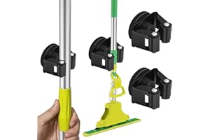 ULIBERMAGNET Magnetic Mop Broom Holder,Heavy Duty Movable Magnetic Broom Holder Rack,Anti-slip Wall Mounted Utility Storage Mop Shovel Hanger for Garage, Kitchen, Laundry, Garden(2 Pack/Black)