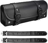 wiipara Motorcycle Saddle Bag PU Leather Round Handlebar Tool Bag Large