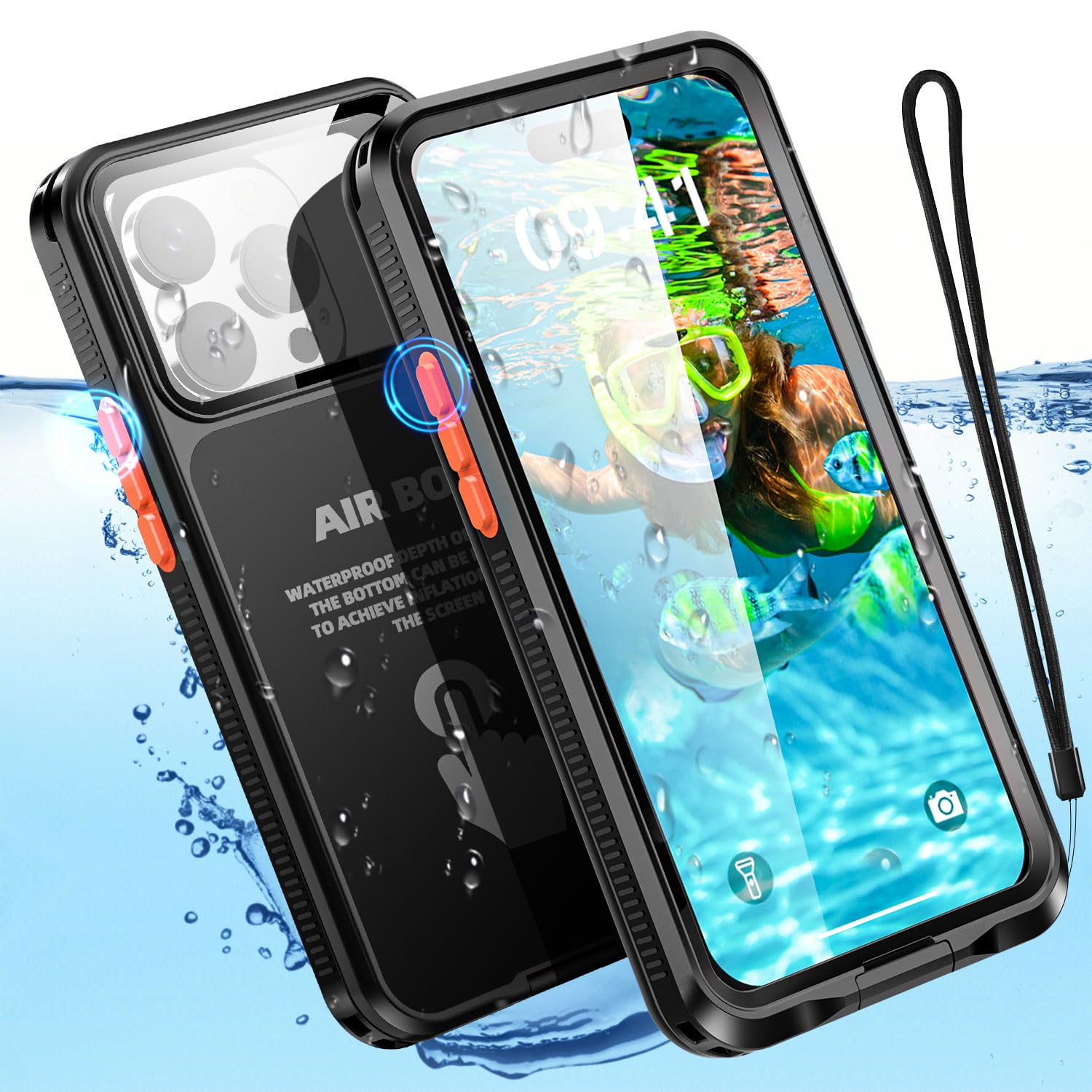 AICase Button-Fit Waterproof Phone Pouch Case for iPhone 6.7"-12 Pro Max/13 14 15 Pro Max/14 Plus/15 Plus, Underwater Touchscreen Water Proof Case for Beach/Swimming/Water Park/Snorkeling