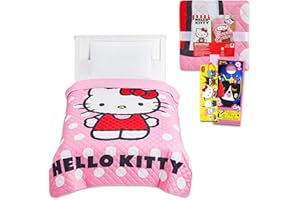 Hello Kitty Bedspread Twin Set for Kids - Bundle with a Quilted Bedspread for Twin Bed and More | Hello Kitty Bedding Set for Girls