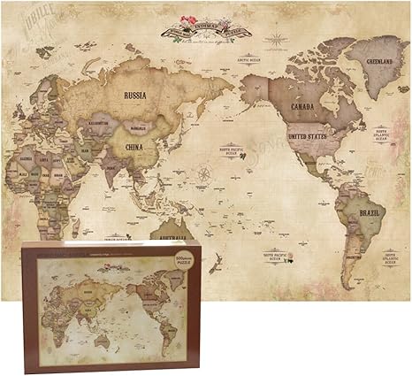 Amazon アンティーク世界地図ジグソーパズル500ピースとパズル専用接着剤 5 X 15 ジグソーパズル おもちゃ