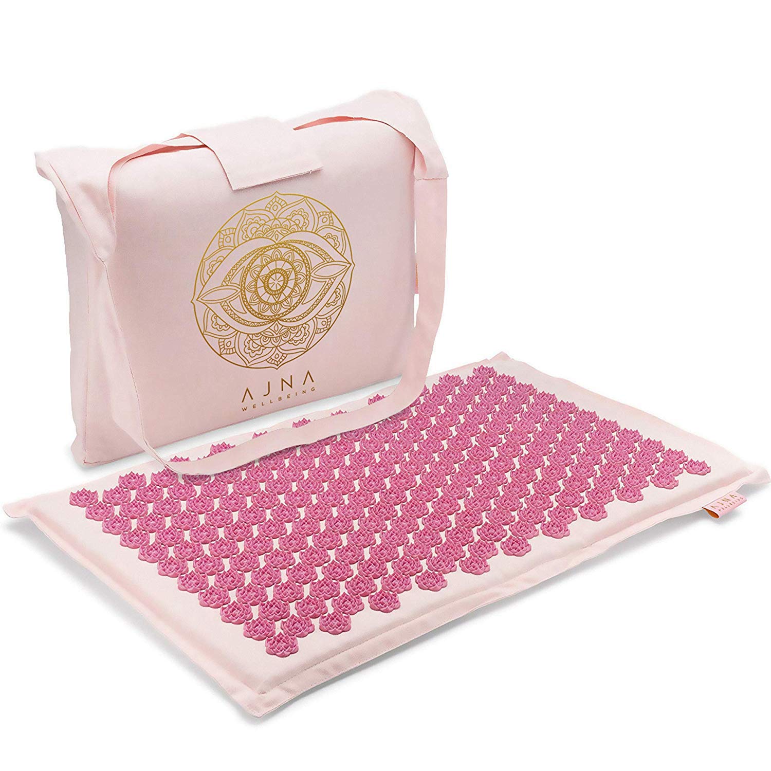 Ajna Acupressure Mat for Massage Natural Organic Linen Cotton Acupuncture Mat & Bag Back