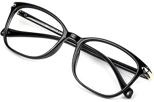 VisionGlobal Blue Light Blocking Glasses for Women/Men, Anti Eyestrain, Computer Reading, TV Glasses, Stylish Square Frame, Anti Glare(Black,+1.50 Magnification)