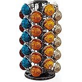 Nespresso Pods Holder Tower Stand,Vertuo Pod Holder 40 Pods Capacity,Black | Coffee Pods Holder Organizer Fits Vertuo Pods, 360&deg;Revolving Pod Carousel, Space-Saving for Countertop,No Assembly Required