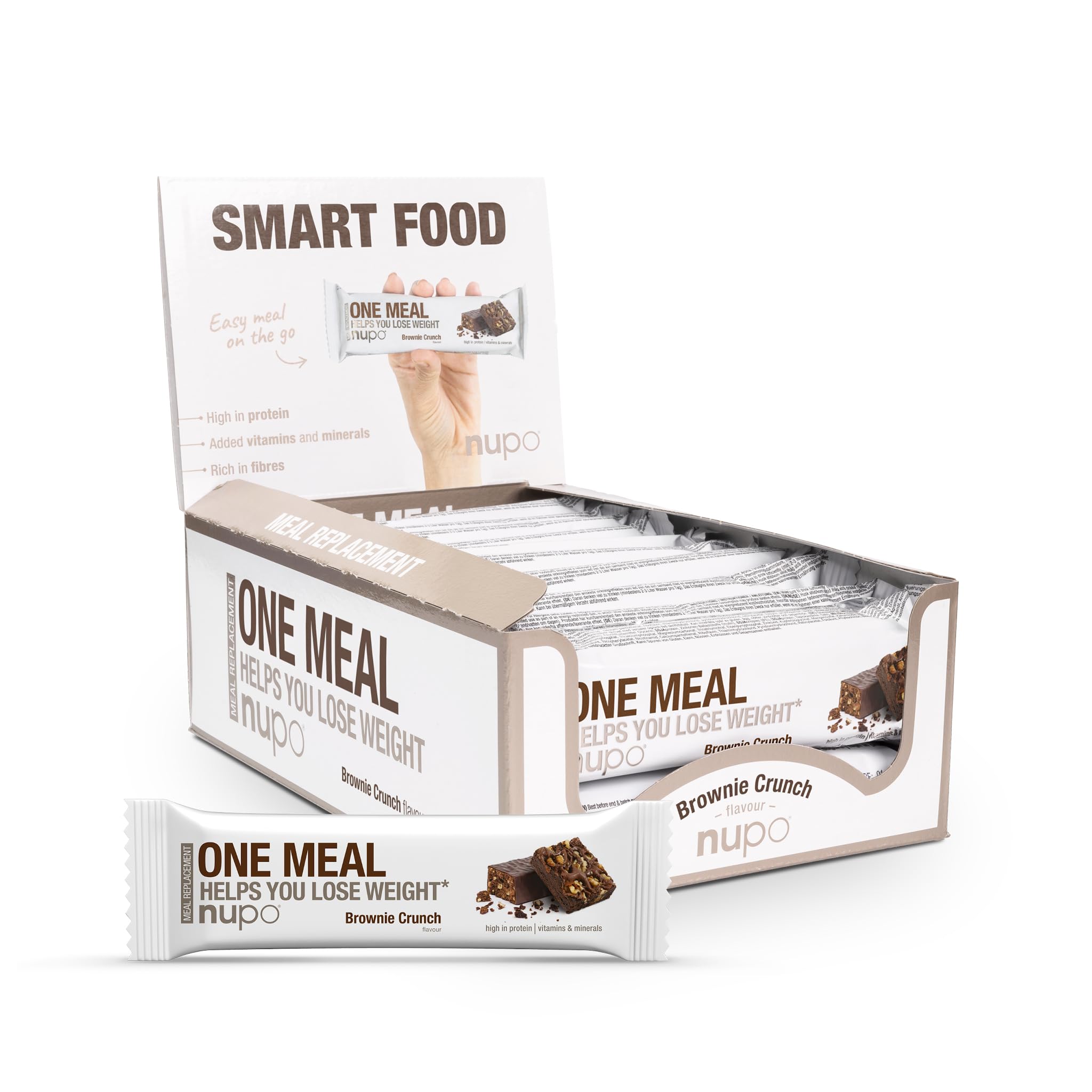 NUPO One Meal Bar – Brownie Crunch I Tasty meal replacement bars for a balanced diet plan I Helps you lose weight I High in protein I 24 vitamins and minerals I 15 x 60g