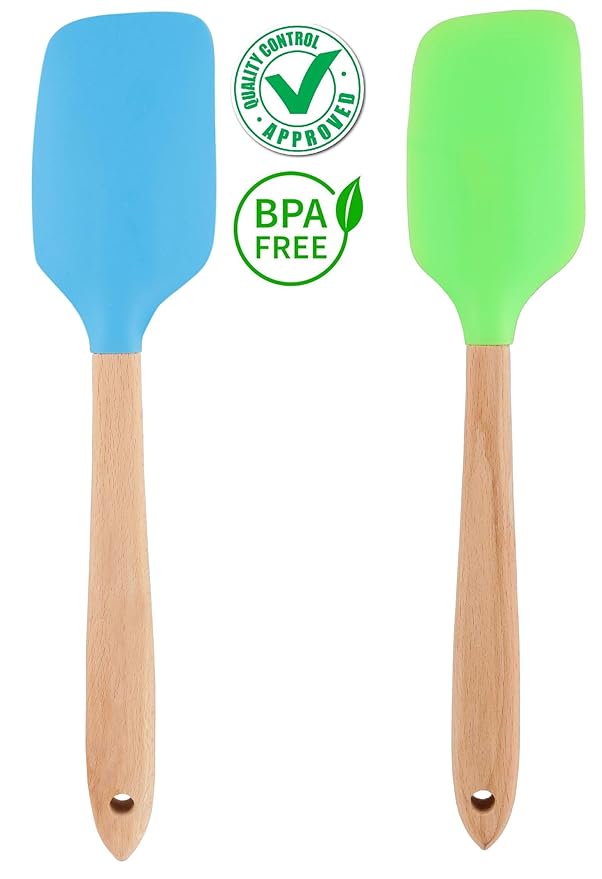 Buy DOCOSS Pack of 2Silicone Wooden Spatulas for Cooking Set Premium