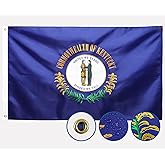 Double Sided Kentucky State Flag 3x5 Outdoor The Longest Lasting KY Flags Heavy Duty 210D Nylon, Embroidered LOGO, Stronger Brass Grommets,4 Stitched Hemming, Perfect for Outside
