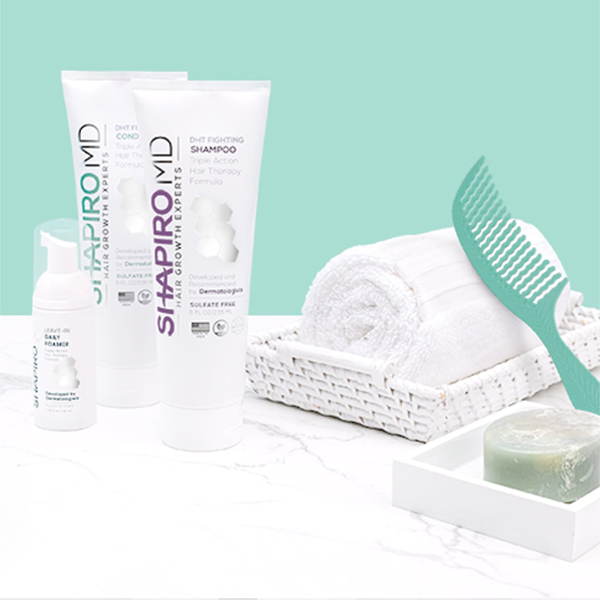 Shapiro MD Hair Growth Experts Natural Hair Kit for Thicker, Fuller, Healthier Looking Hair - Including Shampoo, Conditioner and Leave-In Daily Foam (4 Month)