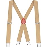 Buyless Fashion Suspenders for Men - 48" Elastic Adjustable Straps 1 1/4" - X Back