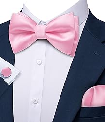 Barry.Wang Baby Pink Bow Ties for Men Pre-tied Bow