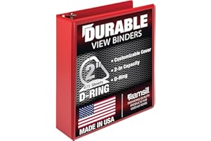 Samsill Durable 2 inch 3 Ring Binder, Made in USA, D Ring Binder, FSC 100% Recycled Chipboard, Red