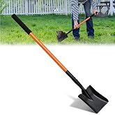 Small Square Point Shovel for Digging with 43.3" Metal Handle, Flat Head Small Shovel Trench Shovels Ideal for Digging Trenching Planting Camping Transferring Gardening, Orange