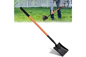 TWINKLETOOL Small Square Shovel for Digging with Metal Handle, 43.3 Inch Heavy Duty Small Shovel, Trench Shovels Ideal for Digging Gardening Trenching Camping Planting Transferring, Orange