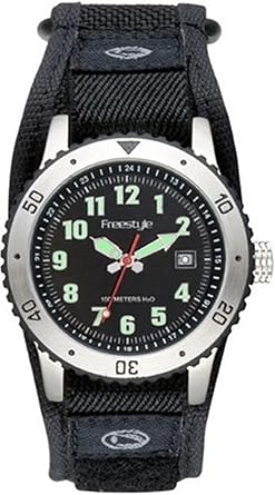 Freestyle 60301 AF espía Hombres de acero analógico reloj negro correa de nailon
