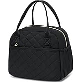 CAMTOP Lunch Box for Women Insulated Lunch Bag Lunchbox Cooler Thermal Leakproof Quilted Reusable Lunch Tote Bag for Work School Travel Picnic (Black)
