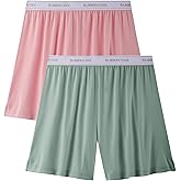BAMBOO COOL Womens Pajama Shorts Elastic Waistband Pj Pants Leg Opening Lounge Sleep Shorts, 2 Pack
