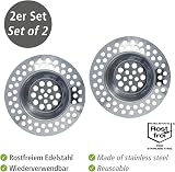 WENKO Sink Strainer Set of 2 Stainless Steel 7cm Prevent Clogs view 2