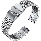 BINLUN Stainless Steel Watch Band Replacement Metal Watch Strap with Double Locking Foldover Clasp for Men Women 18mm 20mm 22mm 24mm 26mm in Silver, Gold, Black, Rose Gold, Two Toned