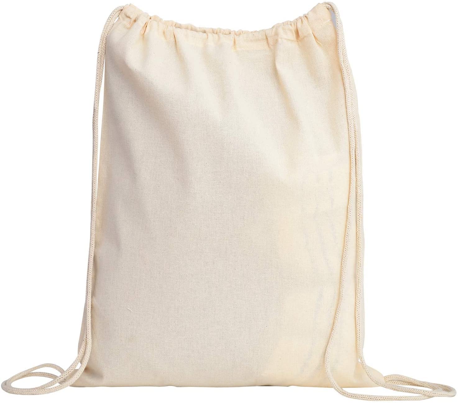 Photo 1 of (12 Pack) Set of 12 Durable Cotton Canvas Drawstring Backpacks Cinch String Bags Bulk 14 x 16