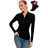 MERINNOVATION Merino Wool Base Layer for Womens - Wool Half Zip Sweater Long Sleeve Midweight Quarter Zip Women Shirt