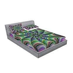 Ambesonne Fractal Fitted Sheet & Pillow Sham