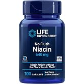 Life Extension No Flush Niacin, B3 Vitamin, 100 Capsules | Non-Flushing Vitamin B3 for Heart Health, Cholesterol Health Support &amp; Energy Production, Non-GMO &amp; Gluten-Free